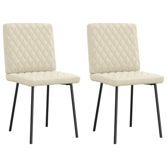 Cadeiras de jantar 2 pcs couro artificial cor creme