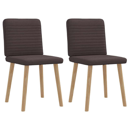 Cadeiras de jantar 2 pcs tecido castanho-escuro