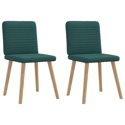 Cadeiras de jantar 2 pcs tecido verde-escuro