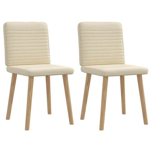 Cadeiras de jantar 2 pcs tecido cor creme