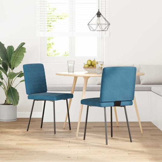 Cadeiras de jantar 2 pcs veludo azul