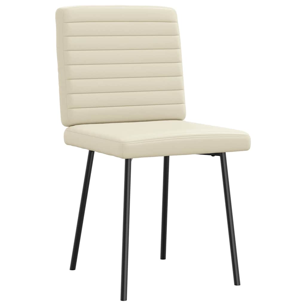 Cadeiras de jantar 2 pcs couro artificial cor creme