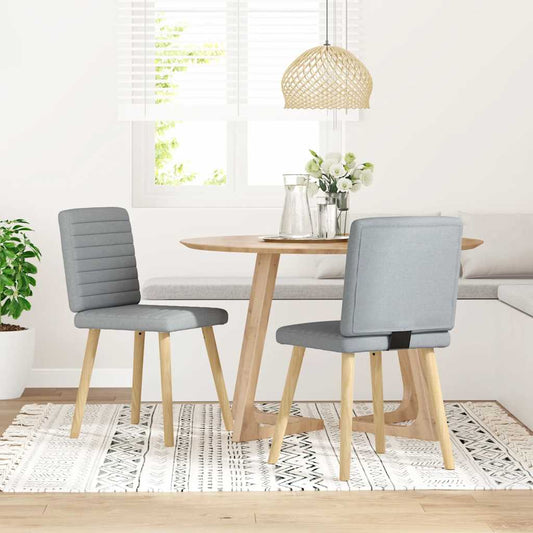 Cadeiras de jantar 2 pcs tecido cinzento-claro