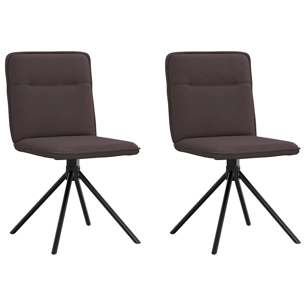 Cadeiras de jantar 2 pcs tecido castanho-escuro