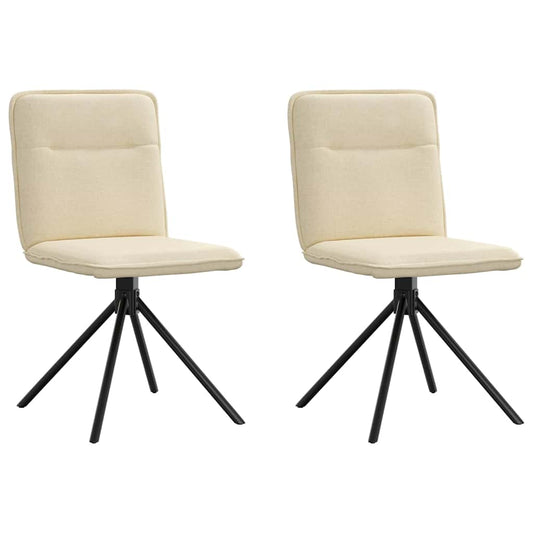 Cadeiras de jantar 2 pcs tecido cor creme