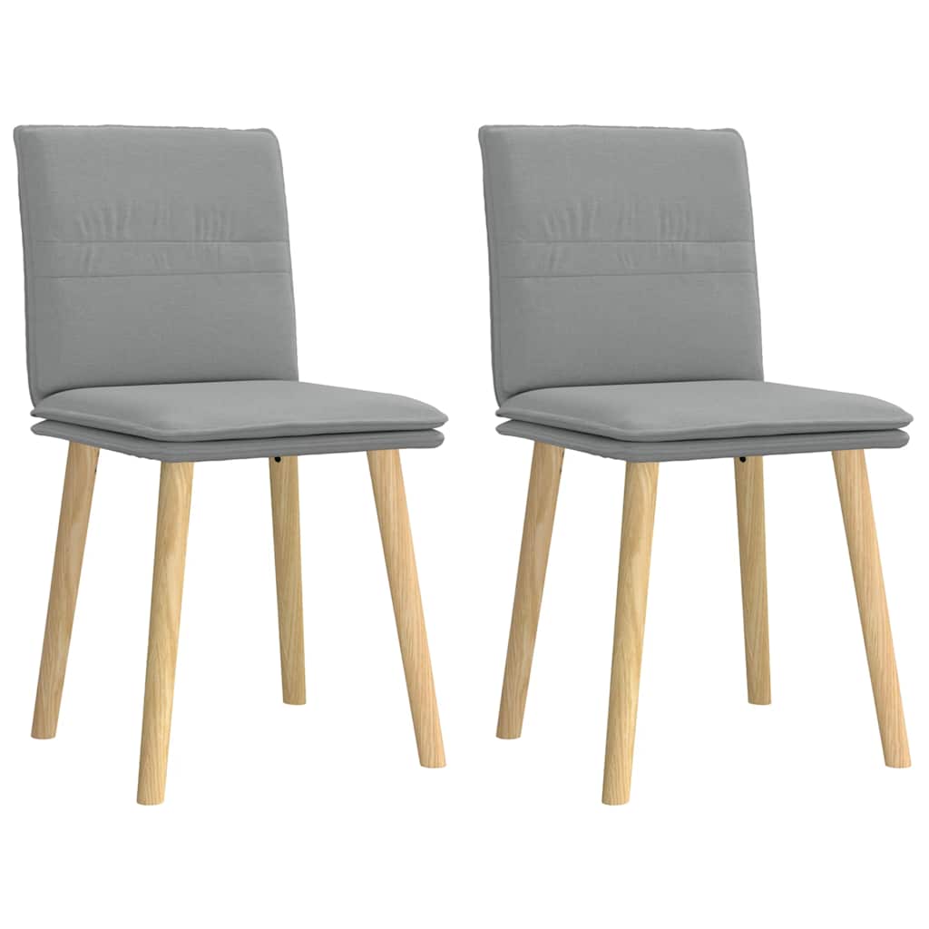 Cadeiras de jantar 2 pcs tecido cinzento-claro