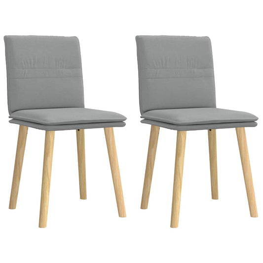 Cadeiras de jantar 2 pcs tecido cinzento-claro