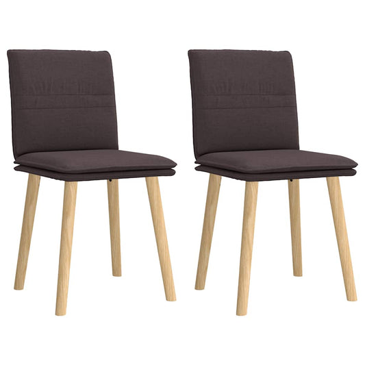 Cadeiras de jantar 2 pcs tecido castanho-escuro