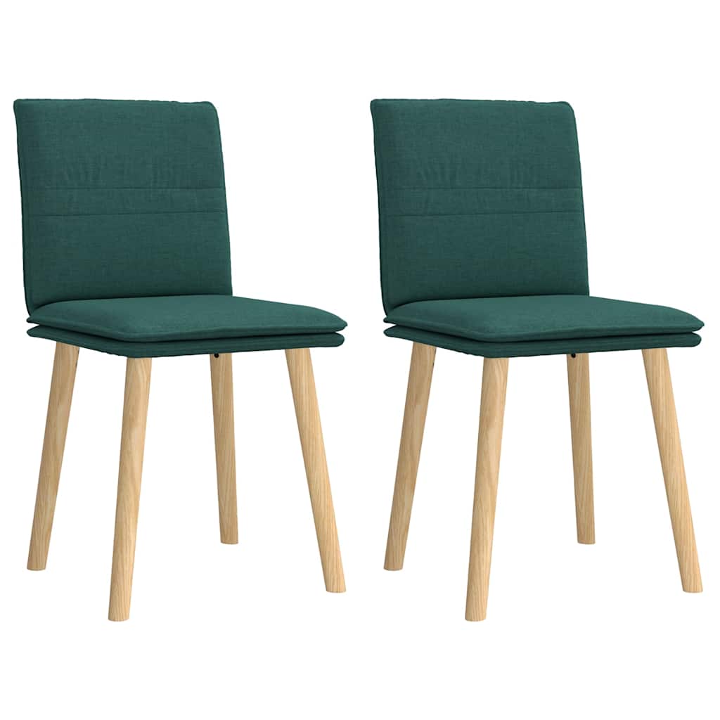 Cadeiras de jantar 2 pcs tecido verde-escuro