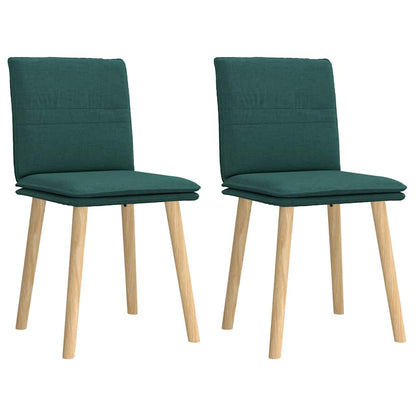 Cadeiras de jantar 2 pcs tecido verde-escuro