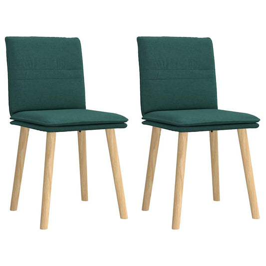 Cadeiras de jantar 2 pcs tecido verde-escuro