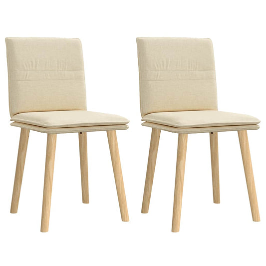 Cadeiras de jantar 2 pcs tecido cor creme