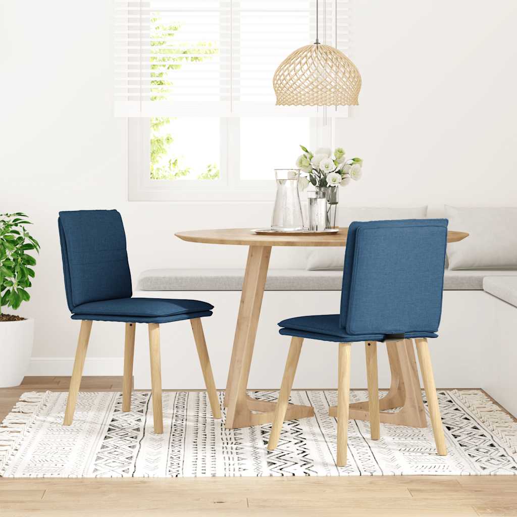 Cadeiras de jantar 2 pcs tecido azul
