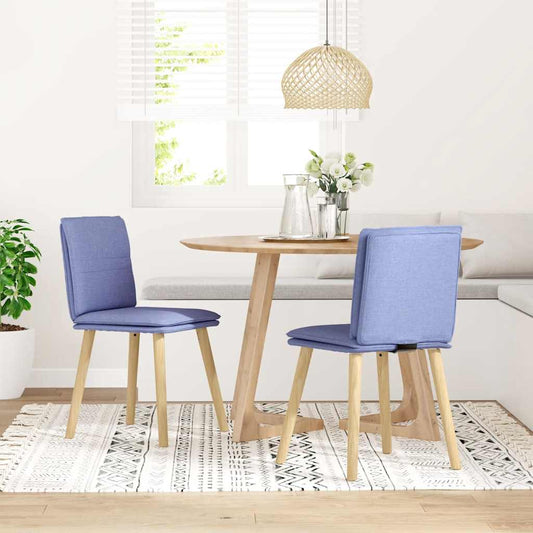 Cadeiras de jantar 2 pcs Jeans Tecido Azul