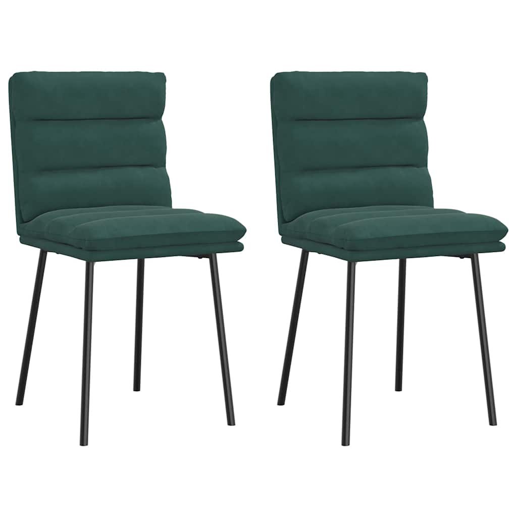 Cadeiras de jantar 2 pcs veludo verde-escuro