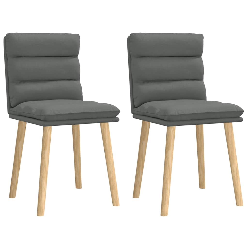 Cadeiras de jantar 2 pcs tecido cinzento-escuro
