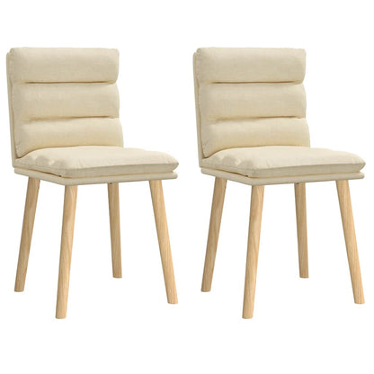 Cadeiras de jantar 2 pcs tecido cor creme