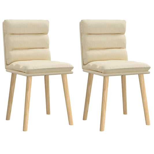 Cadeiras de jantar 2 pcs tecido cor creme