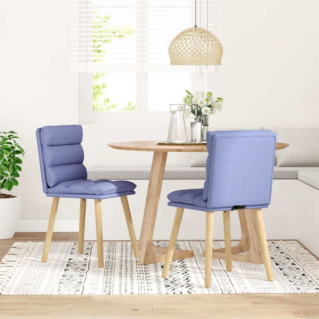 Cadeiras de jantar 2 pcs Jeans Tecido Azul