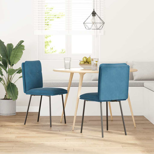 Cadeiras de jantar 2 pcs veludo azul