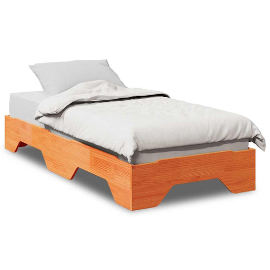 Cama sem colchão empilháveis 100x200 cm madeira castanho-mel