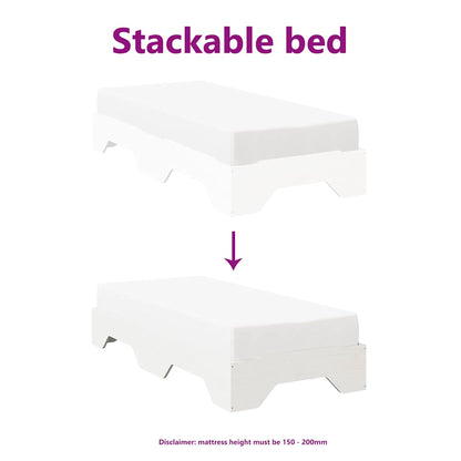 Cama sem colchão empilháveis 75x190 cm madeira maciça branco