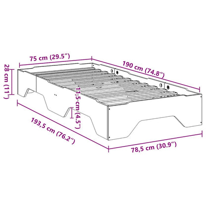 Cama sem colchão empilháveis 75x190 cm madeira maciça branco