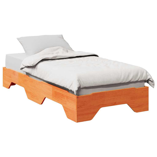 Cama sem colchão empilháveis 75x190 cm madeira castanho-mel