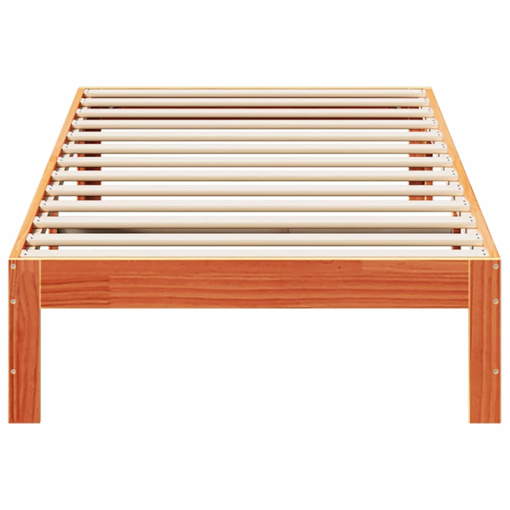 Cama sem colchão 80x200 cm pinho maciço castanho-mel