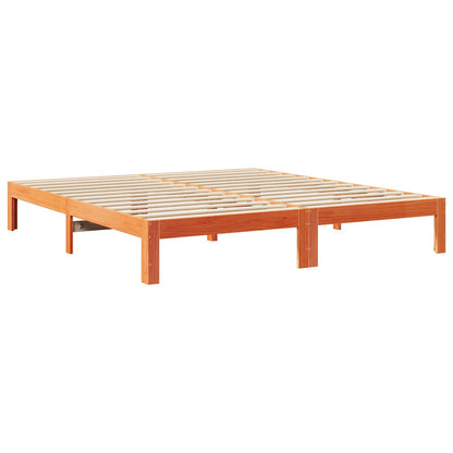 Cama sem colchão 160x200 cm madeira pinho maciço castanho-mel