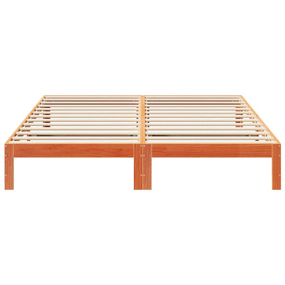 Cama sem colchão 160x200 cm madeira pinho maciço castanho-mel