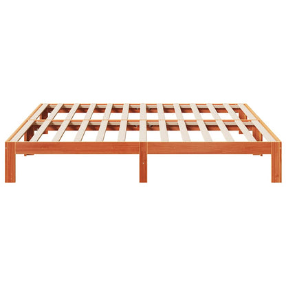 Cama sem colchão 160x200 cm madeira pinho maciço castanho-mel