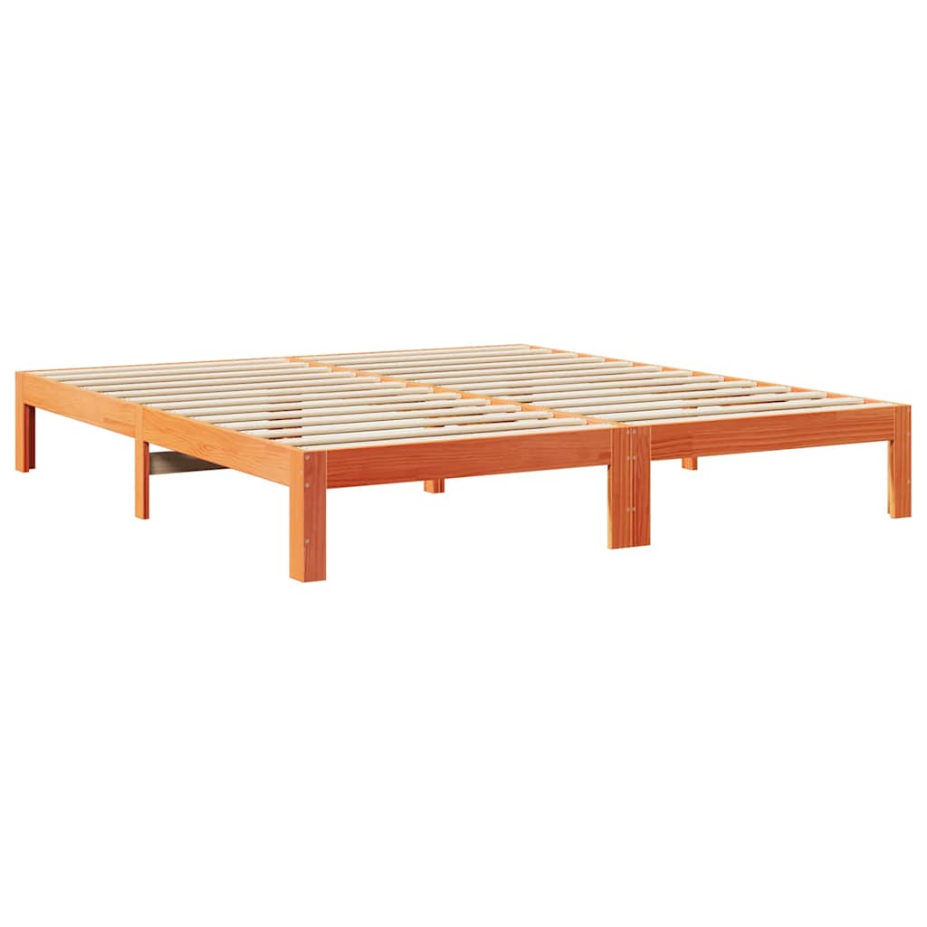 Cama sem colchão 160x200 cm madeira pinho maciço castanho-mel