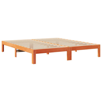 Cama sem colchão 160x200 cm madeira pinho maciço castanho-mel