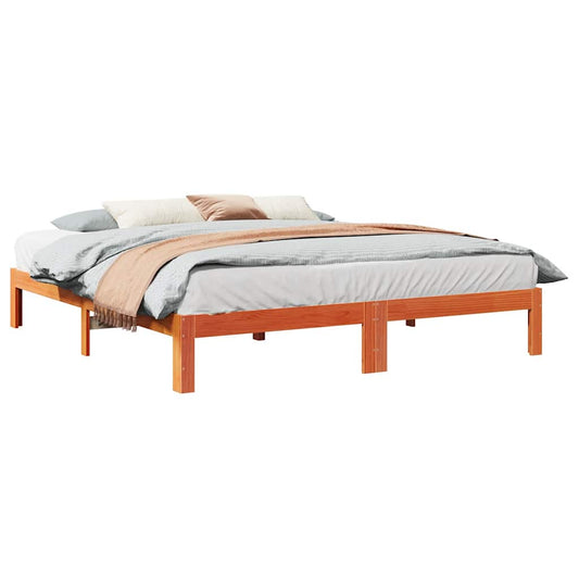 Cama sem colchão 160x200 cm madeira pinho maciço castanho-mel