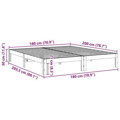 Cama sem colchão 180x200 cm madeira de pinho maciça branco
