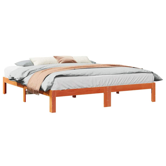 Cama sem colchão 180x200 cm pinho maciço castanho-mel