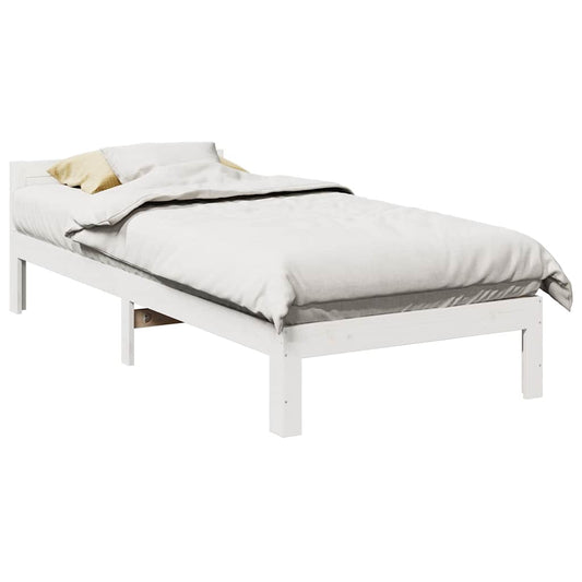 Estrutura de cama sem colchão 80x200 cm pinho maciço branco
