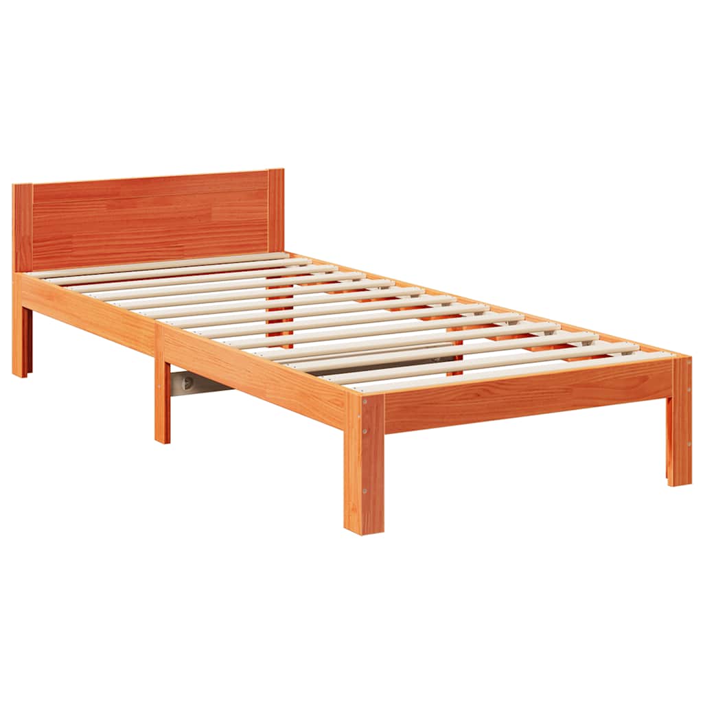 Cama sem colchão 80x200 cm pinho maciço castanho-mel