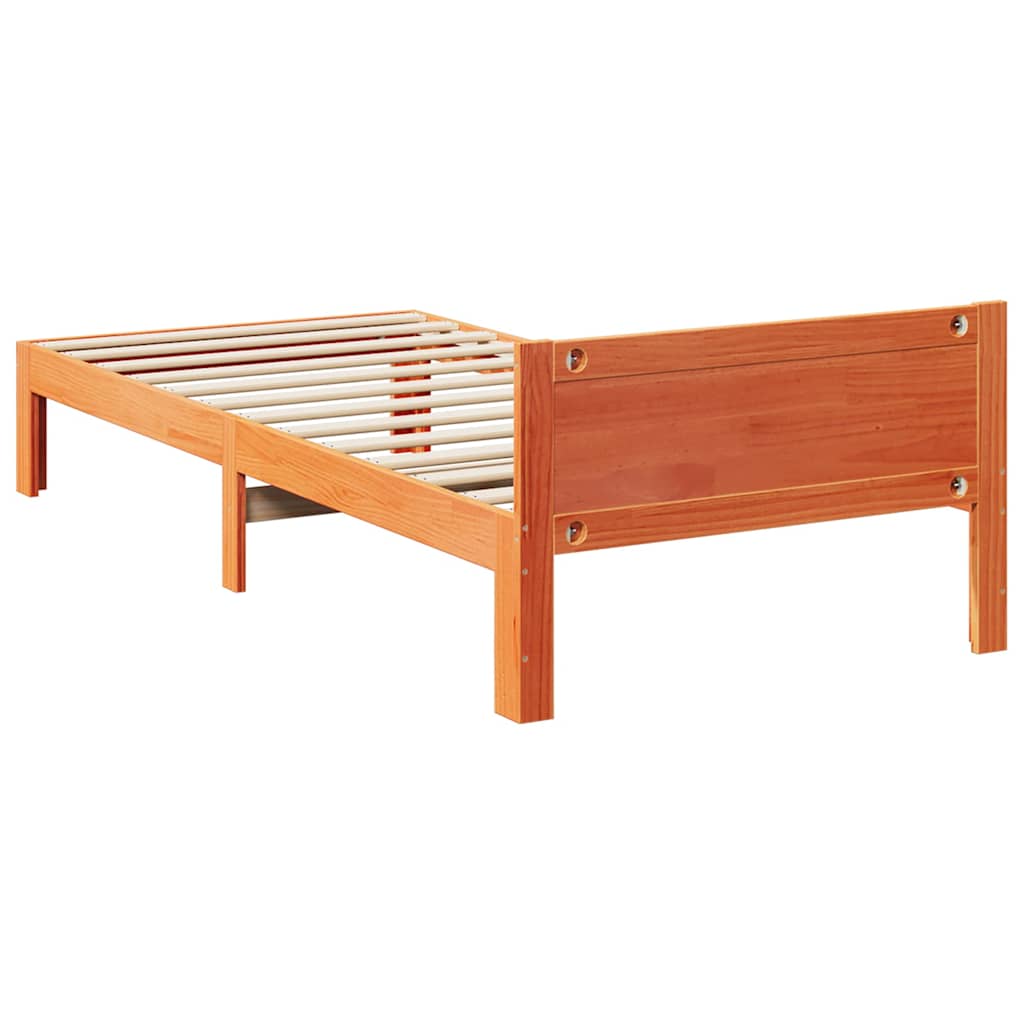 Cama sem colchão 80x200 cm pinho maciço castanho-mel