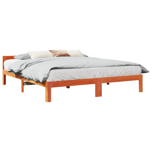 Cama sem colchão 180x200 cm pinho maciço castanho-mel