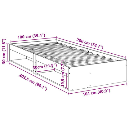 Cama dia sem colchão branco 100x200 cm pinho de madeira maciça