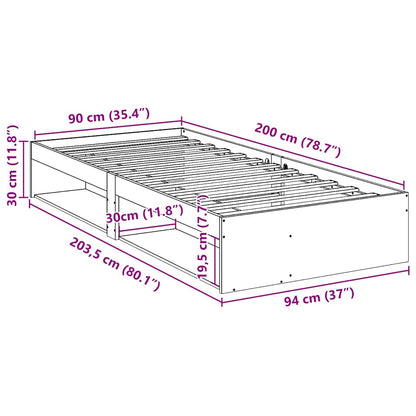 Sofá-cama sem colchão 90x200 cm madeira de pinho maciça branco