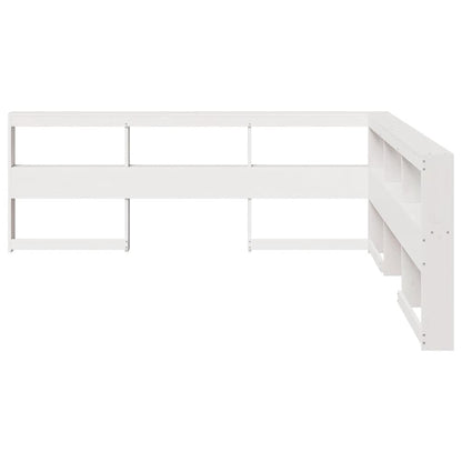 Estante cabeceira forma de L 200 cm madeira pinho maciça branco