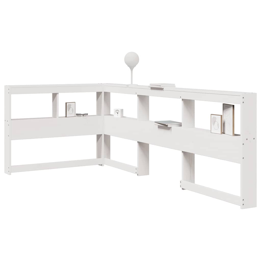 Estante cabeceira forma de L 80 cm madeira pinho maciça branco