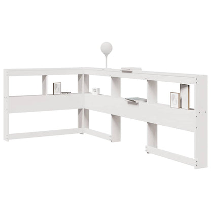 Estante cabeceira forma de L 80 cm madeira pinho maciça branco