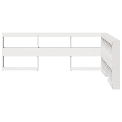 Estante cabeceira forma de L 135 cm madeira pinho maciça branco