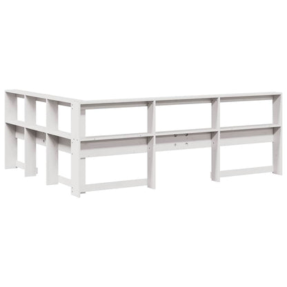 Estante cabeceira forma de L 135 cm madeira pinho maciça branco