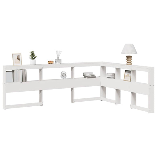 Estante cabeceira forma de L 135 cm madeira pinho maciça branco