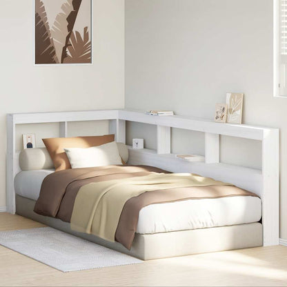 Estante cabeceira forma de L 75 cm madeira pinho maciça branco